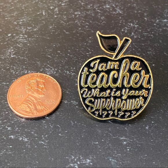 Teacher Black Apple Enamel Pin/ Brooch - Picture 3 of 6